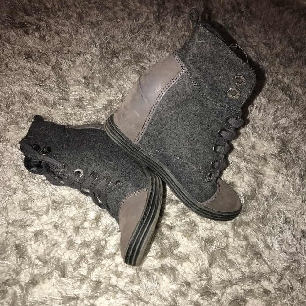 grey wedged ankle boots